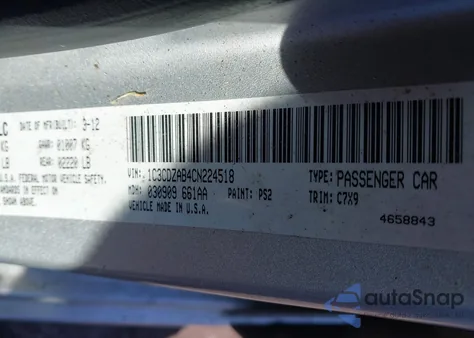 2012 Dodge Avenger Se z USA, uszkodzony, nr VIN 1C3CDZAB4CN224518